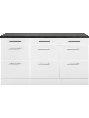 T Designo Anita Mutfak Çekmeceli Alt Modül 150 cm Beyaz Tezgah Dahil TD-ARI-011