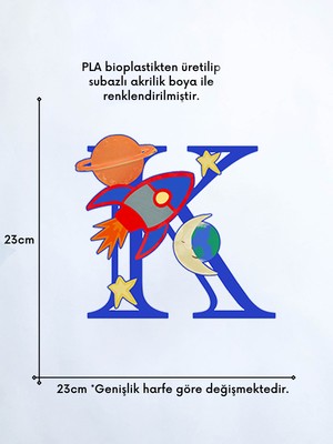 Alvina Atölye Uzay Figürlü Çocuk Odası Harf Duvar Dekoru - Bioplastik