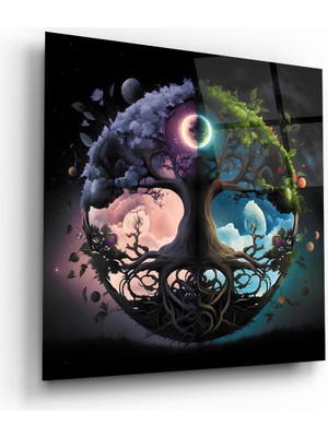 Glass Art Hayat Ağacı 6 Kare Cam Tablo