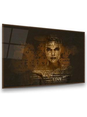 Glass Art Kadın ve Yazılar Yatay Cam Tablo