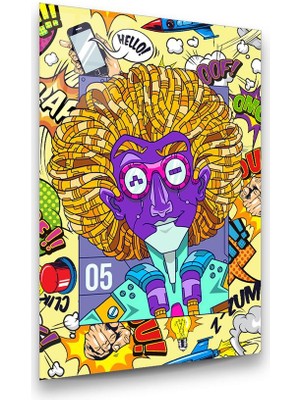 Glass Art Çizgi Roman Afişi 5 Dikey Cam Tablo