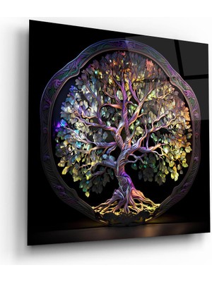 Glass Art Hayat Ağacı 2 Kare Cam Tablo