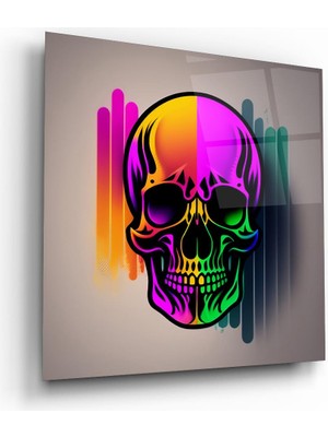 Glass Art Renkli Kurukafa Kare Cam Tablo