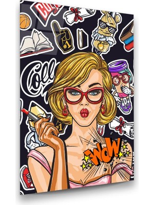 Glass Art Çizgi Roman Afişi 3 Dikey Cam Tablo