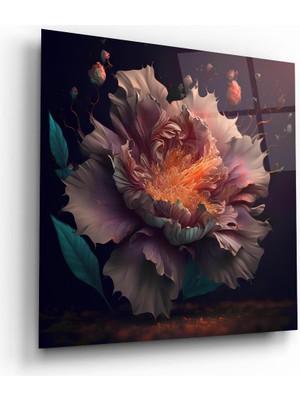 Glass Art Çiçek Illustrator 2 Kare Cam Tablo