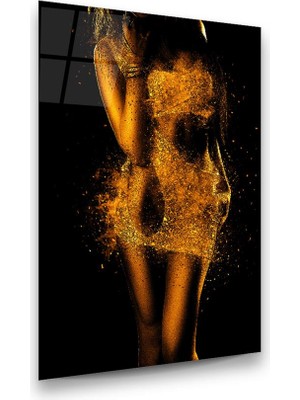 Glass Art Kadın ve Parıltı Dikey Cam Tablo