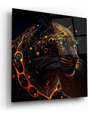 Glass Art Panter Manipülasyon Kare Cam Tablo