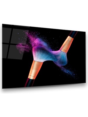 Glass Art Renkli Fırçalar Yatay Cam Tablo