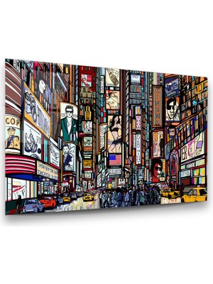 Glass Art New York Times Meydanı Çizgisel Yatay Cam Tablo