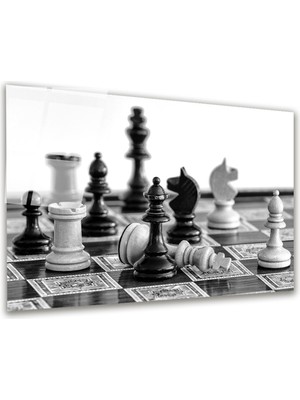 Glass Art Santranç Takımı Foto Manipülasyon Yatay Cam Tablo