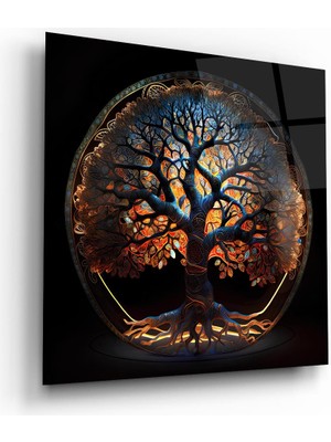 Glass Art Hayat Ağacı 3 Kare Cam Tablo