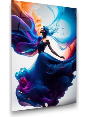 Glass Art Kadın ve Dans Manipülasyon Dikey Cam Tablo