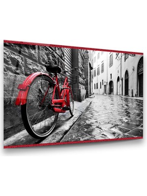 Glass Art Kırmızı Bisiklet Yatay Cam Tablo