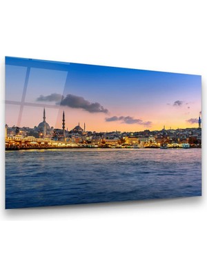 Glass Art Panoramik Istanbul Manzarası Yatay Cam Tablo