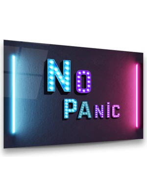 Glass Art No Panic Neon Yazı Yatay Cam Tablo