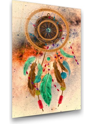 Glass Art Düş Kapanı Etnik Desen Dikey Cam Tablo