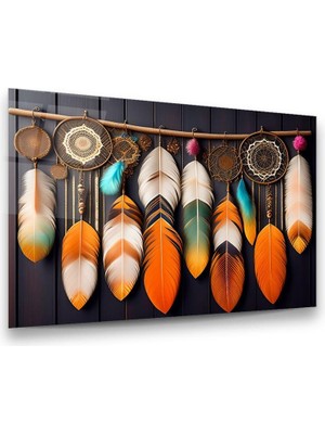 Glass Art Renkli Tüyler Yatay Cam Tablo