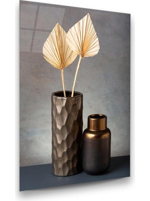 Glass Art Vazo ve Çiçek Dikey Cam Tablo