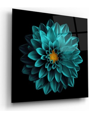 Glass Art Yeşil Çiçek Kare Cam Tablo