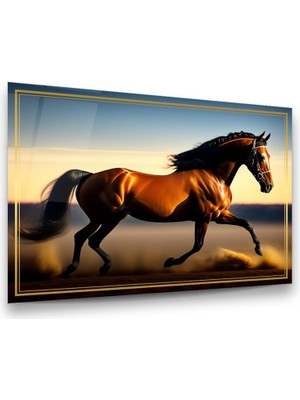 Glass Art Koşan At Yatay Cam Tablo