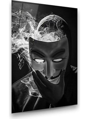 Glass Art Maskeli Adam Dikey Cam Tablo