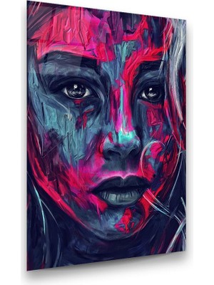 Glass Art Kırmızı Temalı Kadın Dikey Cam Tablo