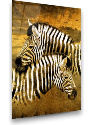 Glass Art Zebralar Dikey Cam Tablo