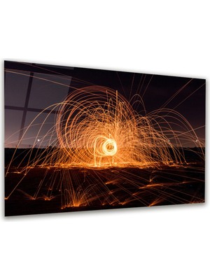 Glass Art Soyut Foto Manipülasyon Yatay Cam Tablo