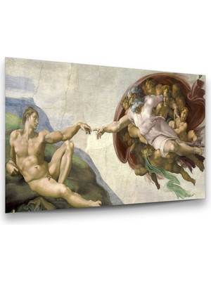 Glass Art Michelangelo - Adem'in Yaratılışı Yatay Cam Tablo