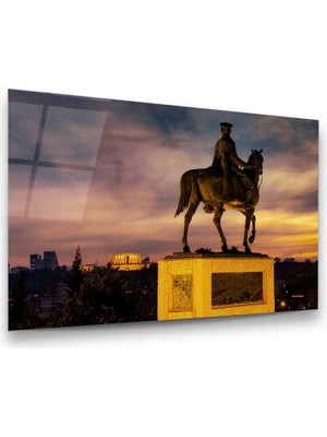 Glass Art Anıtkabir ve Atatürk Yatay Cam Tablo