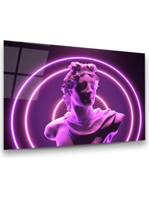 Glass Art Neon Heykel Yatay Cam Tablo