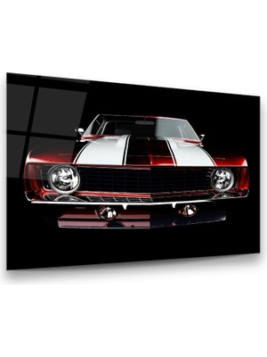 Glass Art Chevrolet Camaro Klasik Araba Yatay Cam Tablo
