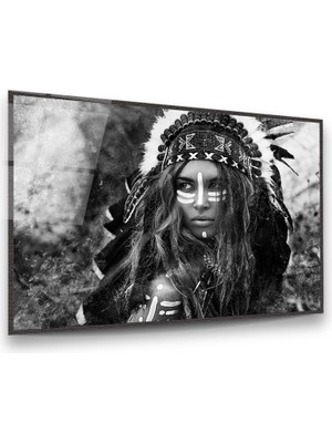 Glass Art Kızılderili Kadın Yatay Cam Tablo