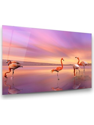 Glass Art Flamingolar Yatay Cam Tablo
