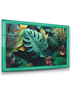 Glass Art Yapraklar Manipülasyon Yatay Cam Tablo