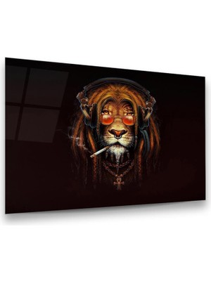 Glass Art Aslan Manipülasyon Yatay Cam Tablo