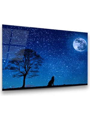 Glass Art Kurt ve Ay Yatay Cam Tablo