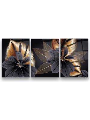 Glass Art Gold Yapraklar Çoklu Cam Tablo