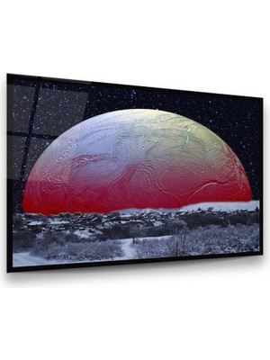 Glass Art Ay ve Dünya Manipülasyon Yatay Cam Tablo