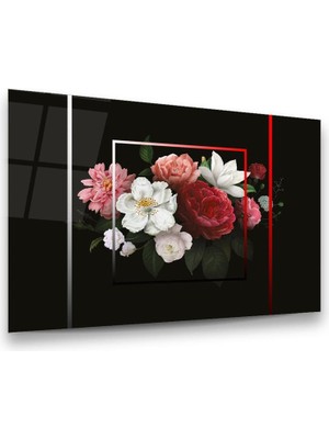 Glass Art Çiçek Buketi Yatay Cam Tablo