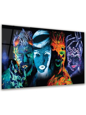 Glass Art Efektli Yüzler Yatay Cam Tablo