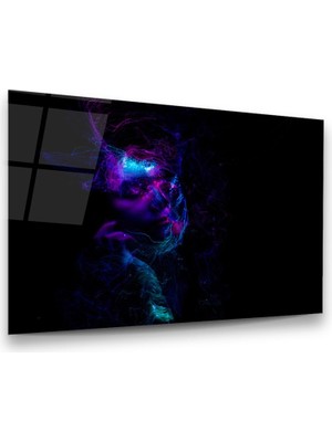 Glass Art Neon Kadın Yatay Cam Tablo