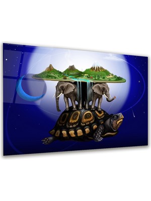 Glass Art Filler ve Kaplumbağa Manipülasyon Yatay Cam Tablo