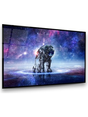 Glass Art Astronot Yatay Cam Tablo