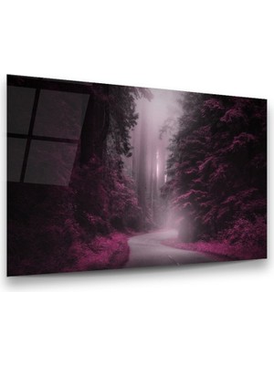 Glass Art Pembe Ağaçlar Yatay Cam Tablo