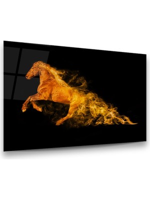 Glass Art Alevli At Manipülasyon Yatay Cam Tablo