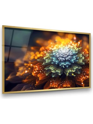Glass Art Çiçek Manipülasyon Yatay Cam Tablo