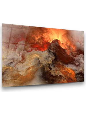 Glass Art Soyut Çalışma Yatay Cam Tablo