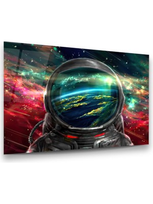 Glass Art Astronot Yatay Cam Tablo
