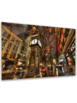 Glass Art Vancouver Gastown Clock Yatay Cam Tablo